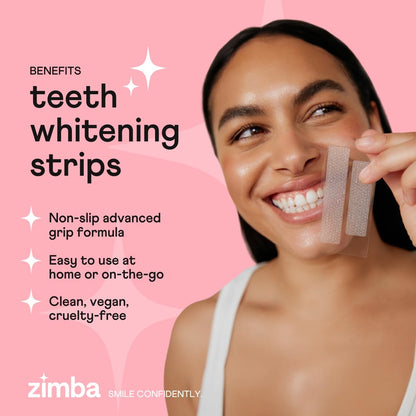 Zimba Peach Teeth Whitening Strips – Vegan, Enamel Safe, 28 Strips (14 Day Treatment)