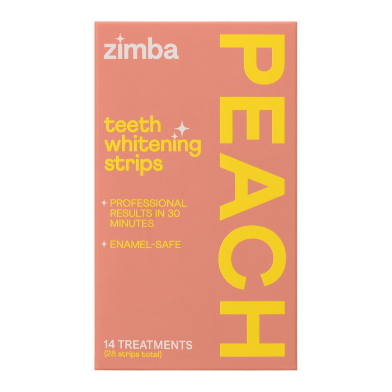 Zimba Peach Teeth Whitening Strips – Vegan, Enamel Safe, 28 Strips (14 Day Treatment)