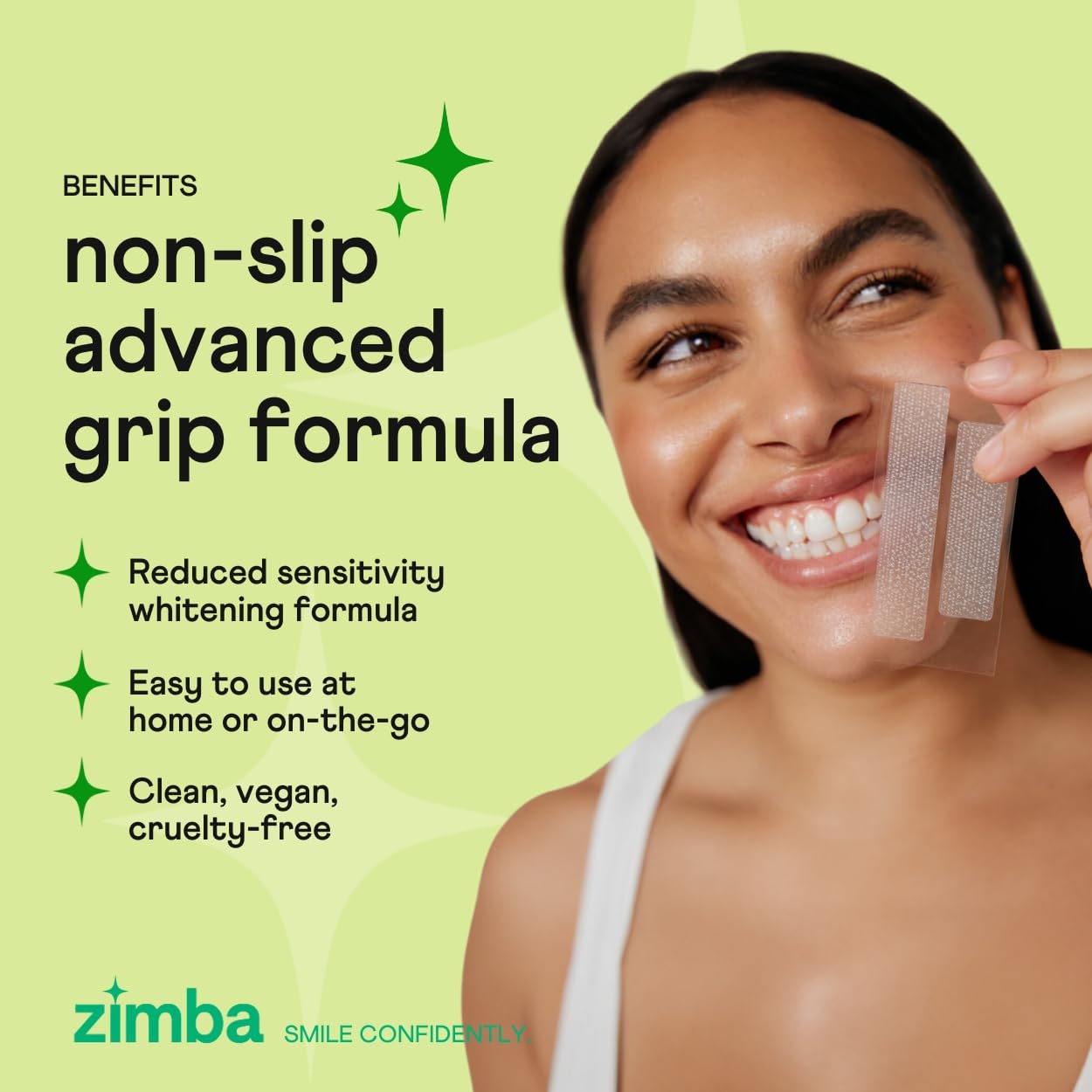 Zimba Spearmint Teeth Whitening Strips | Vegan, Enamel Safe Hydrogen Peroxide Teeth Whitener for Coffee, Wine, Tobacco, and Other Stains | 14 Day Treatment | Spearmint