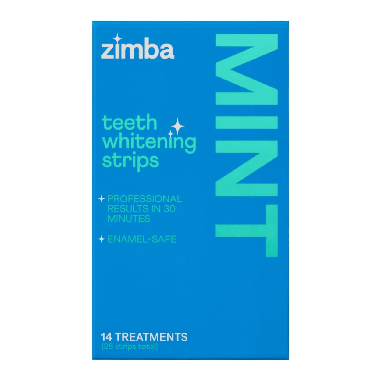 Zimba Teeth Whitening Strips - Vegan, Enamel Safe, Mint, 28 Strips