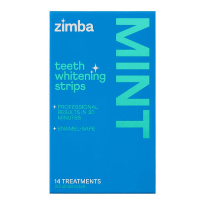 Zimba Teeth Whitening Strips - Vegan, Enamel Safe, Mint, 28 Strips