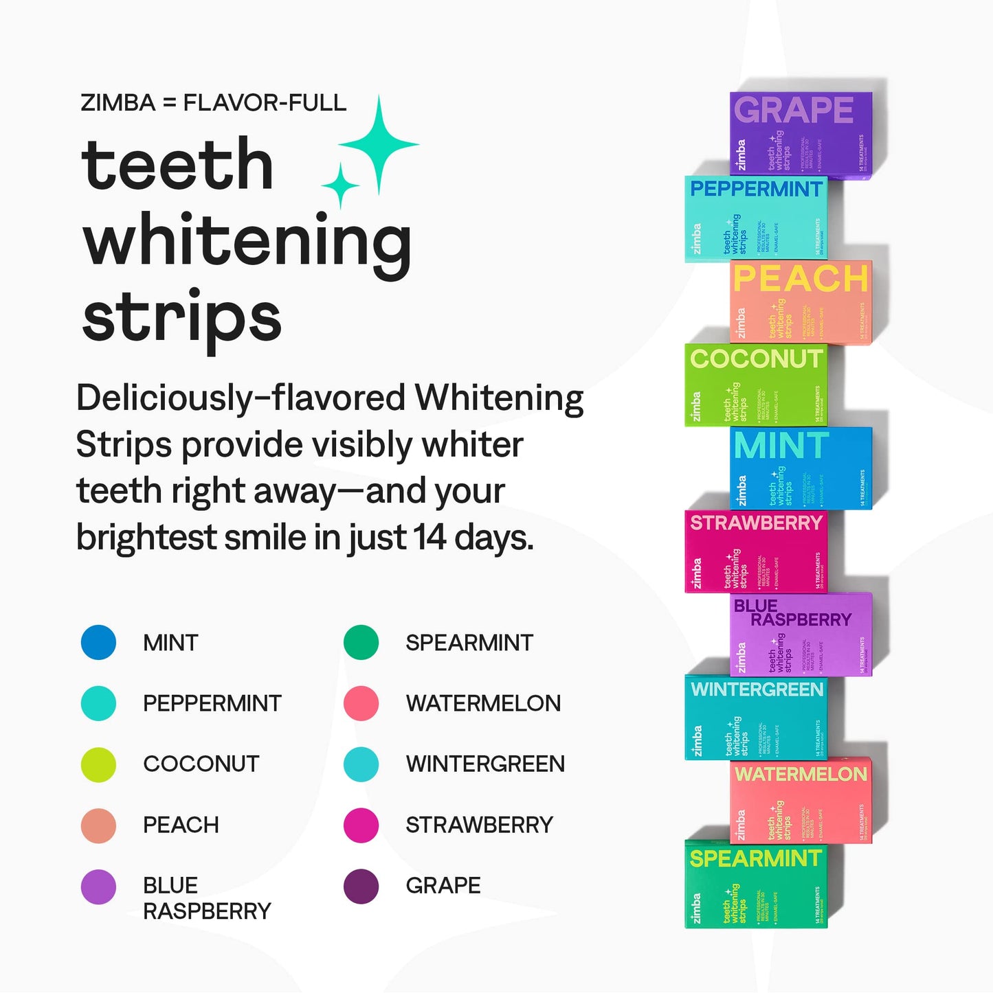 Zimba Teeth Whitening Strips for Sensitive Teeth - Mint & Wintergreen, 2 Pack