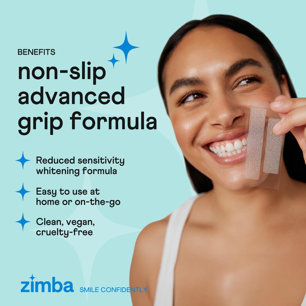 Zimba Teeth Whitening Strips - Vegan, Enamel Safe, Mint, 28 Strips