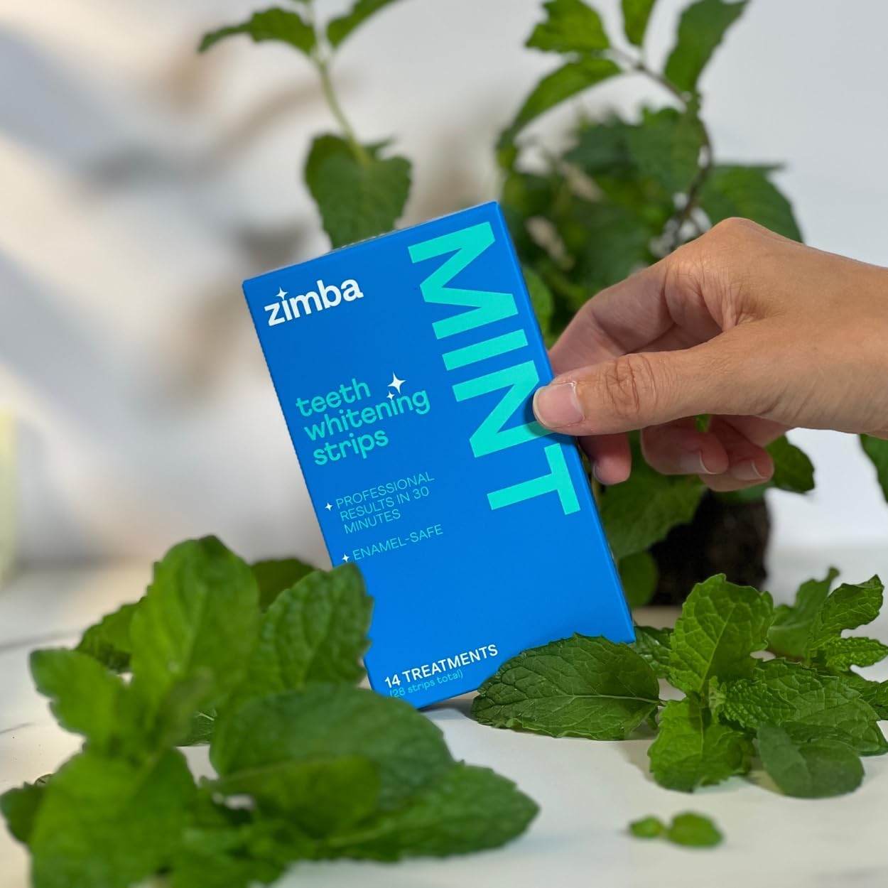 Zimba Teeth Whitening Strips - Vegan, Enamel Safe, Mint, 28 Strips