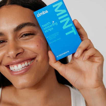 Zimba Teeth Whitening Strips - Vegan, Enamel Safe, Mint, 28 Strips
