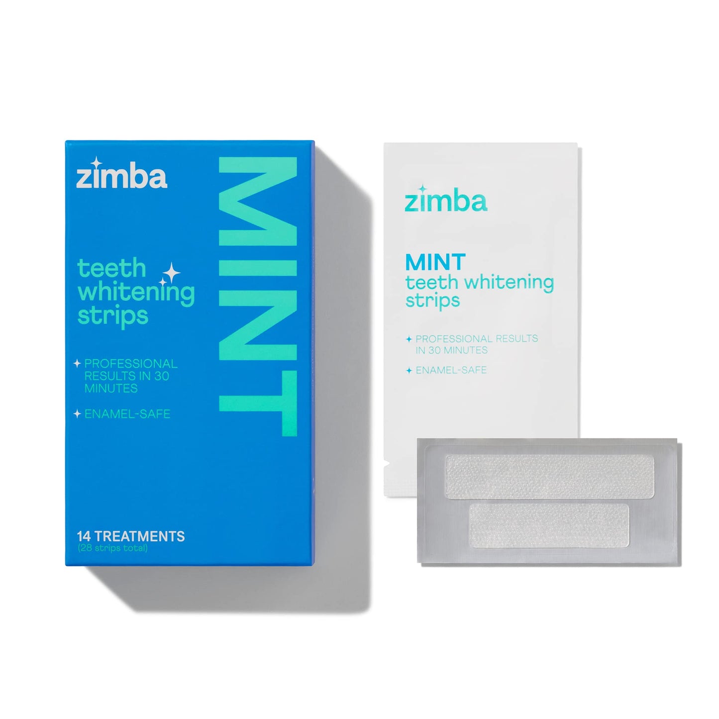 Zimba Teeth Whitening Strips for Sensitive Teeth - Mint & Wintergreen, 2 Pack