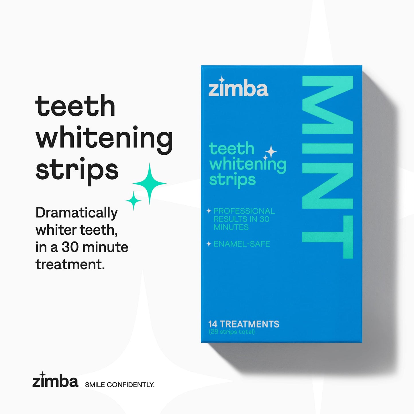 Zimba Teeth Whitening Strips for Sensitive Teeth - Mint & Wintergreen, 2 Pack