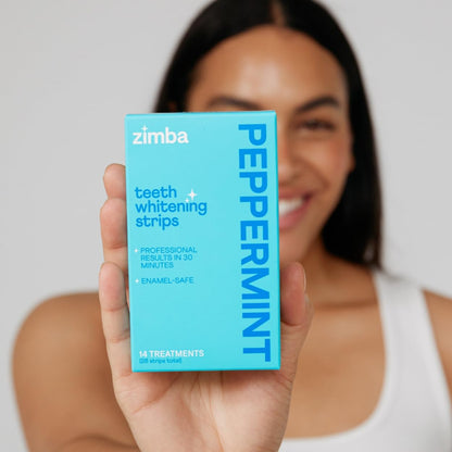 Zimba Peppermint Teeth Whitening Strips – Vegan, Enamel Safe, 14-Day Treatment