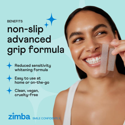 Zimba Peppermint Teeth Whitening Strips – Vegan, Enamel Safe, 14-Day Treatment