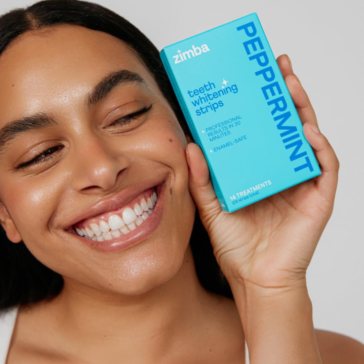 Zimba Peppermint Teeth Whitening Strips – Vegan, Enamel Safe, 14-Day Treatment