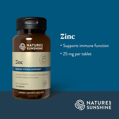 Nature's Sunshine Zinc 25mg, 150 Tablets | Immune Support with 167% DV Zinc