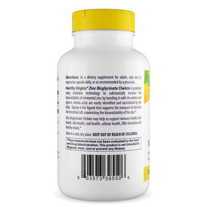Healthy Origins Zinc Bisglycinate Chelate 50 Mg - Immune Support, 120 Veggie Caps