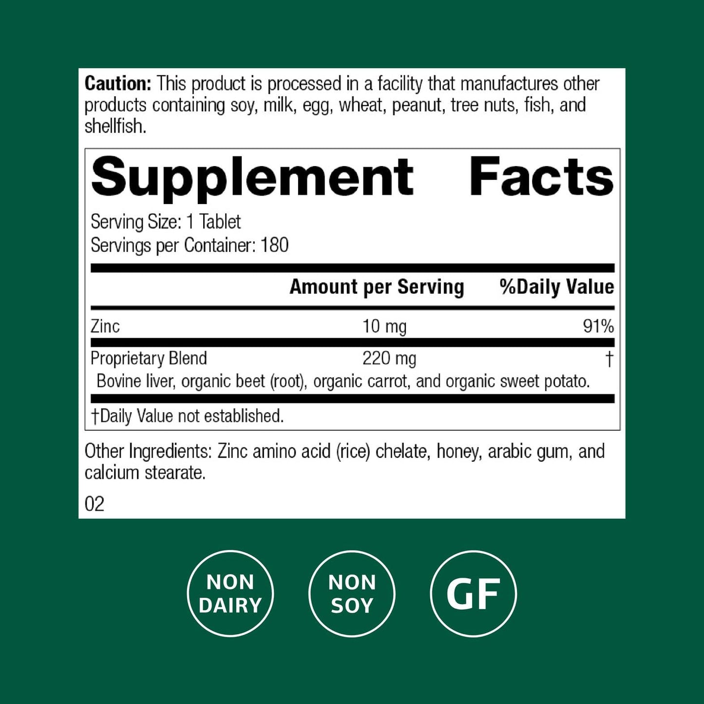 Standard Process Zinc Chelate – Immune Support, Skin Health & Gluten-Free (180 Tablets)