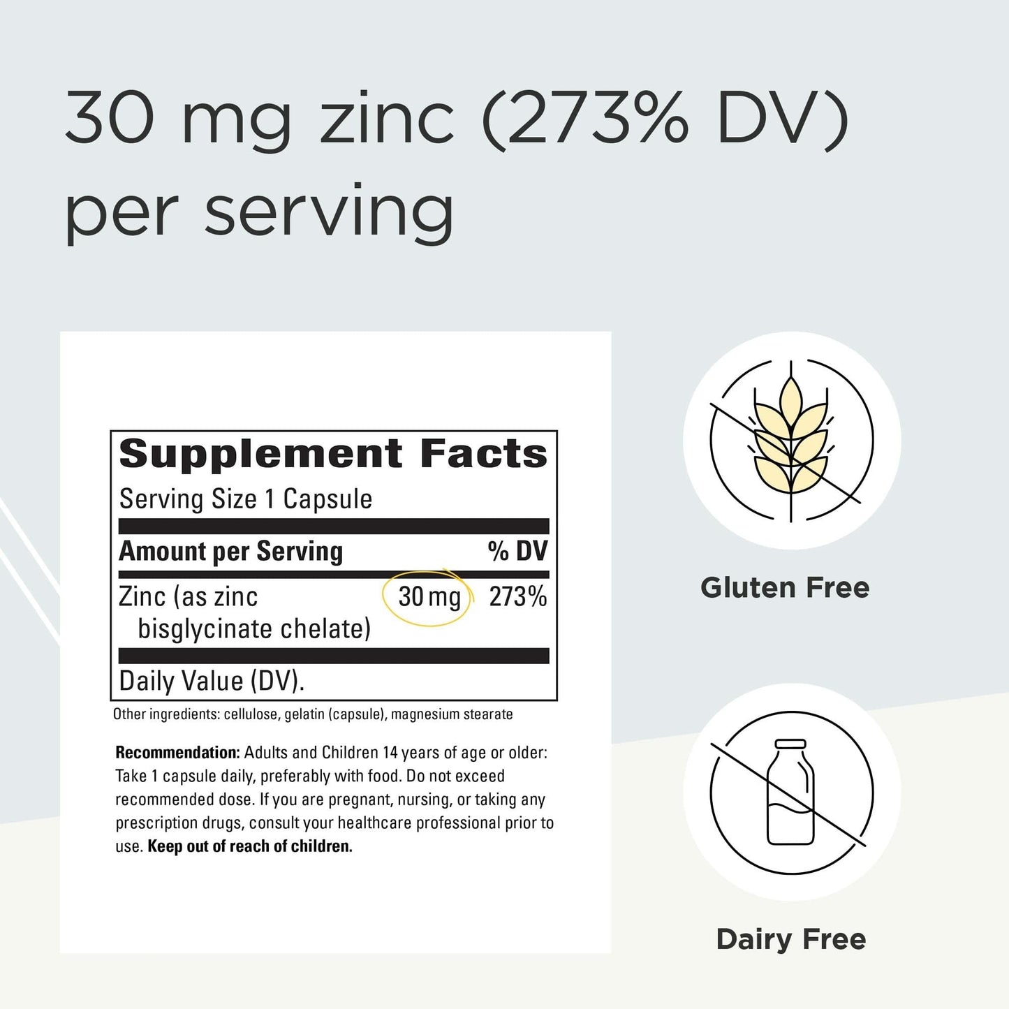 Integrative Therapeutics Zinc Chelate – Immune Support & Antioxidant, Dairy-Free & Gluten-Free, 100 Capsules (100 Servings)