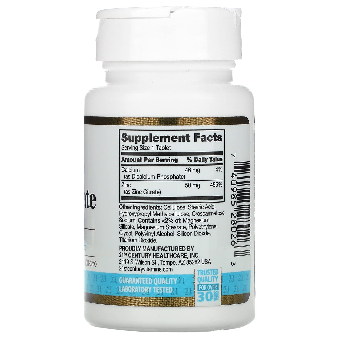 21st Century HealthCare Zinc Citrate Tablets 50mg – 60 Count | Immune Support