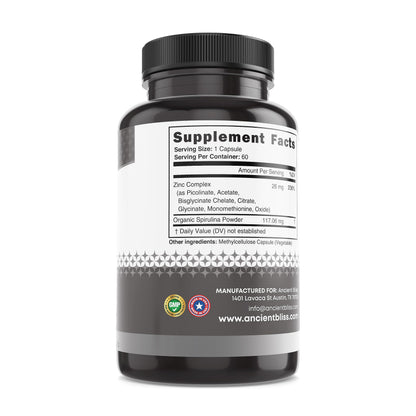 Zinc Complex Capsules with Enhanced Absorption – Immune Support | Ancient Bliss (60 Caps)