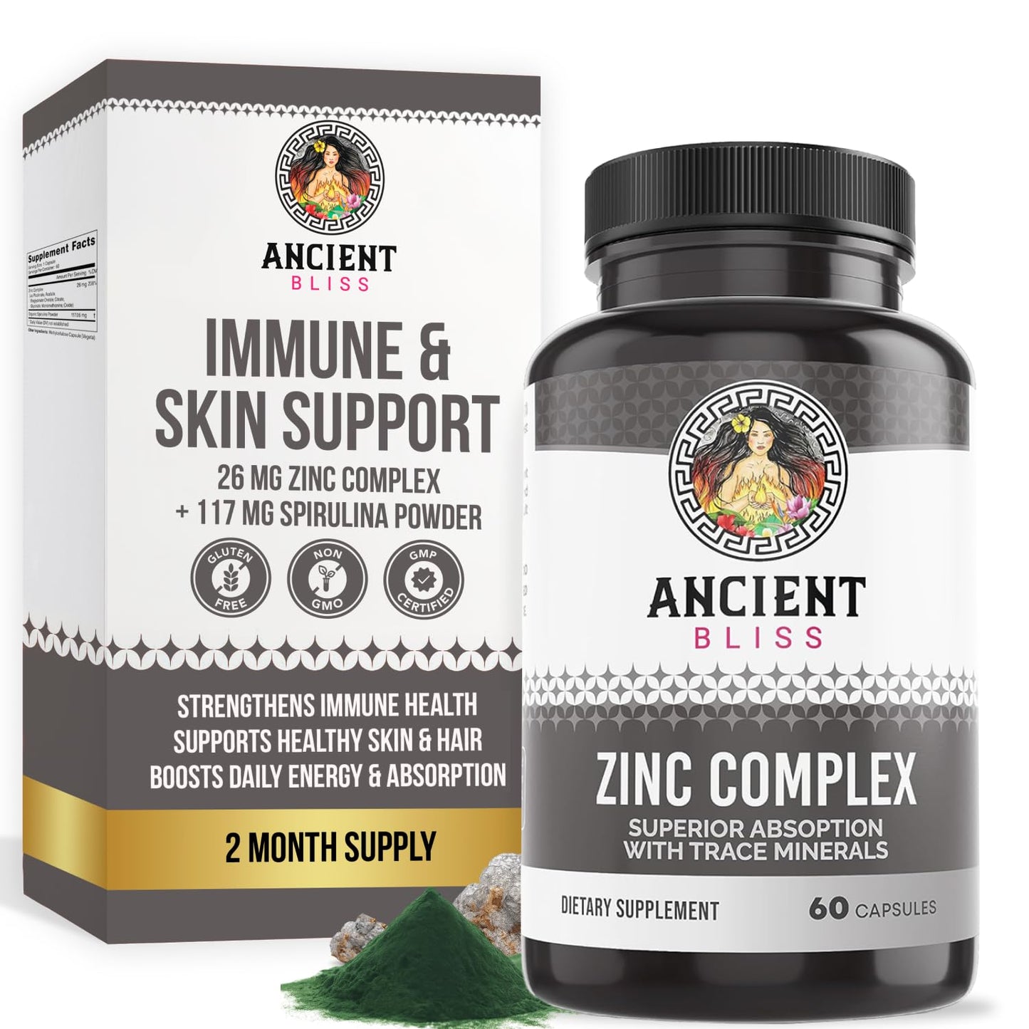Zinc Complex Capsules with Enhanced Absorption – Immune Support | Ancient Bliss (60 Caps)