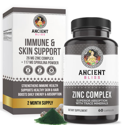 Zinc Complex Capsules with Enhanced Absorption – Immune Support | Ancient Bliss (60 Caps)