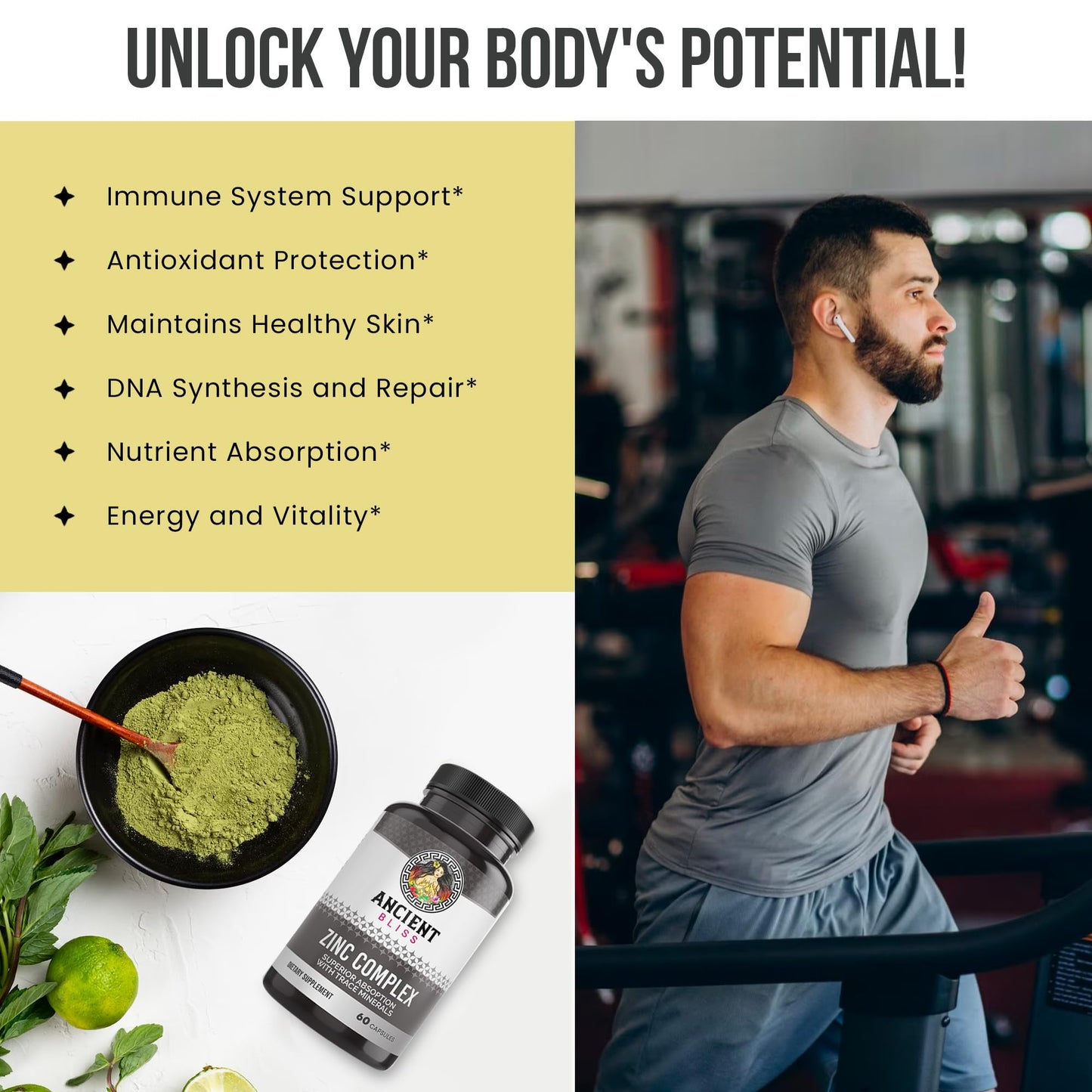 Zinc Complex Capsules with Enhanced Absorption – Immune Support | Ancient Bliss (60 Caps)