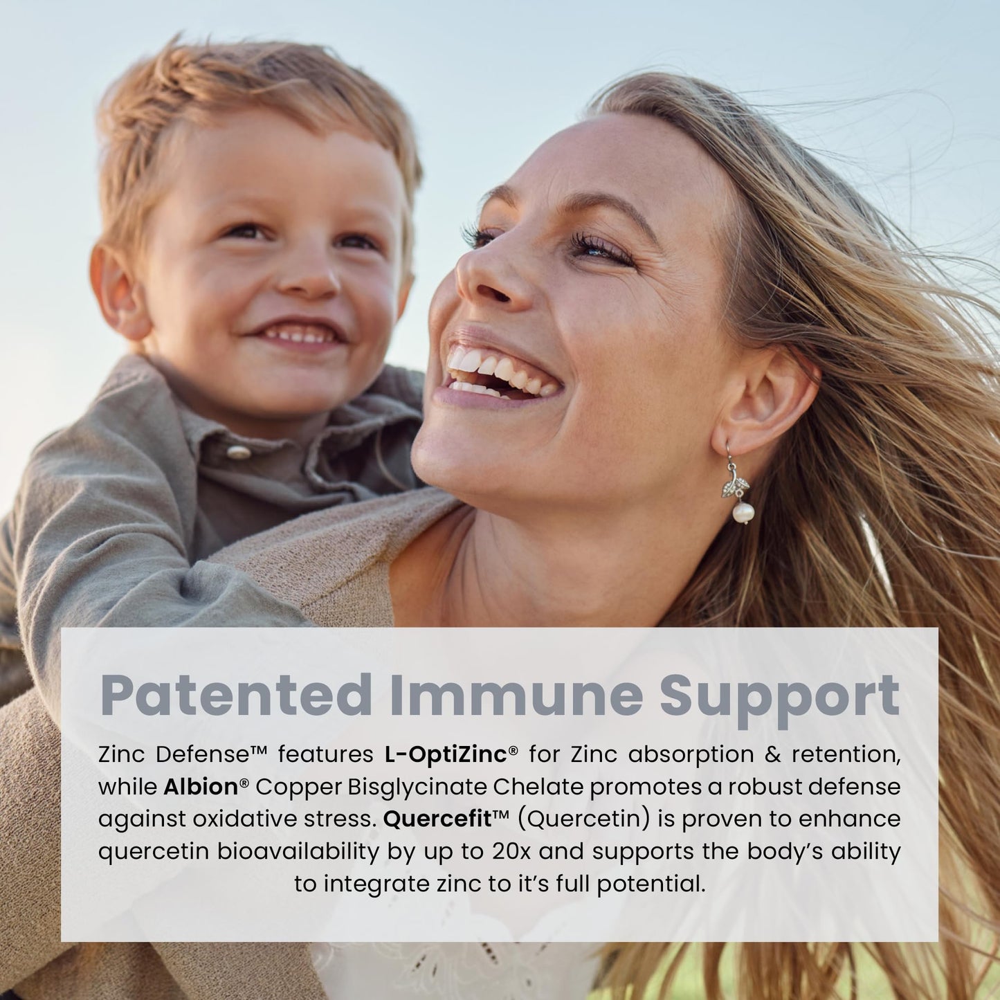 Zinc Defense: Zinc + Copper + Quercetin (60 Servings) - Vegan Capsules | L-OptiZinc & Quercefit
