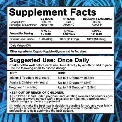 USDA Organic Ionic Zinc Drops for Men, Women & Kids | Immune Support & Skin Health | 98% Absorption | 4 Fl Oz