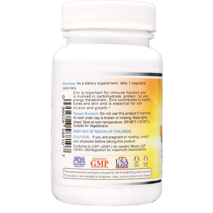 Wonder Laboratories Chelated Zinc Gluconate 50 mg - Immune Support & Cell Growth | 100 Vegetarian Tablets