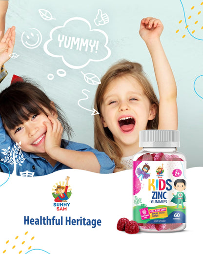 Zinc Gummies for Kids - Immune Support, Low Sugar, Non-GMO | 60 Gummies