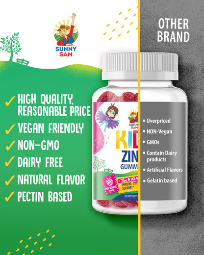 Zinc Gummies for Kids - Immune Support, Low Sugar, Non-GMO | 60 Gummies