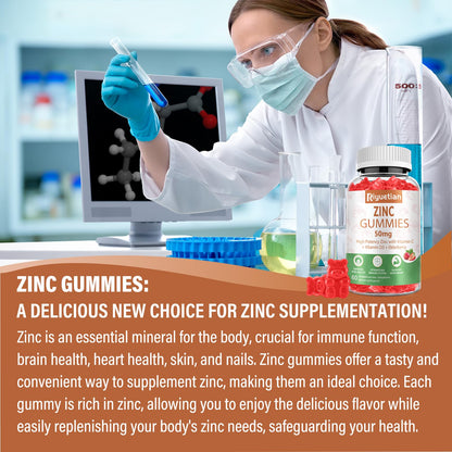 Zinc Gummies 50mg High Potency with Vitamin C, D3 & Elderberry – Immune Support (Vegan, Non-GMO, Gluten Free) – 60 Gummies