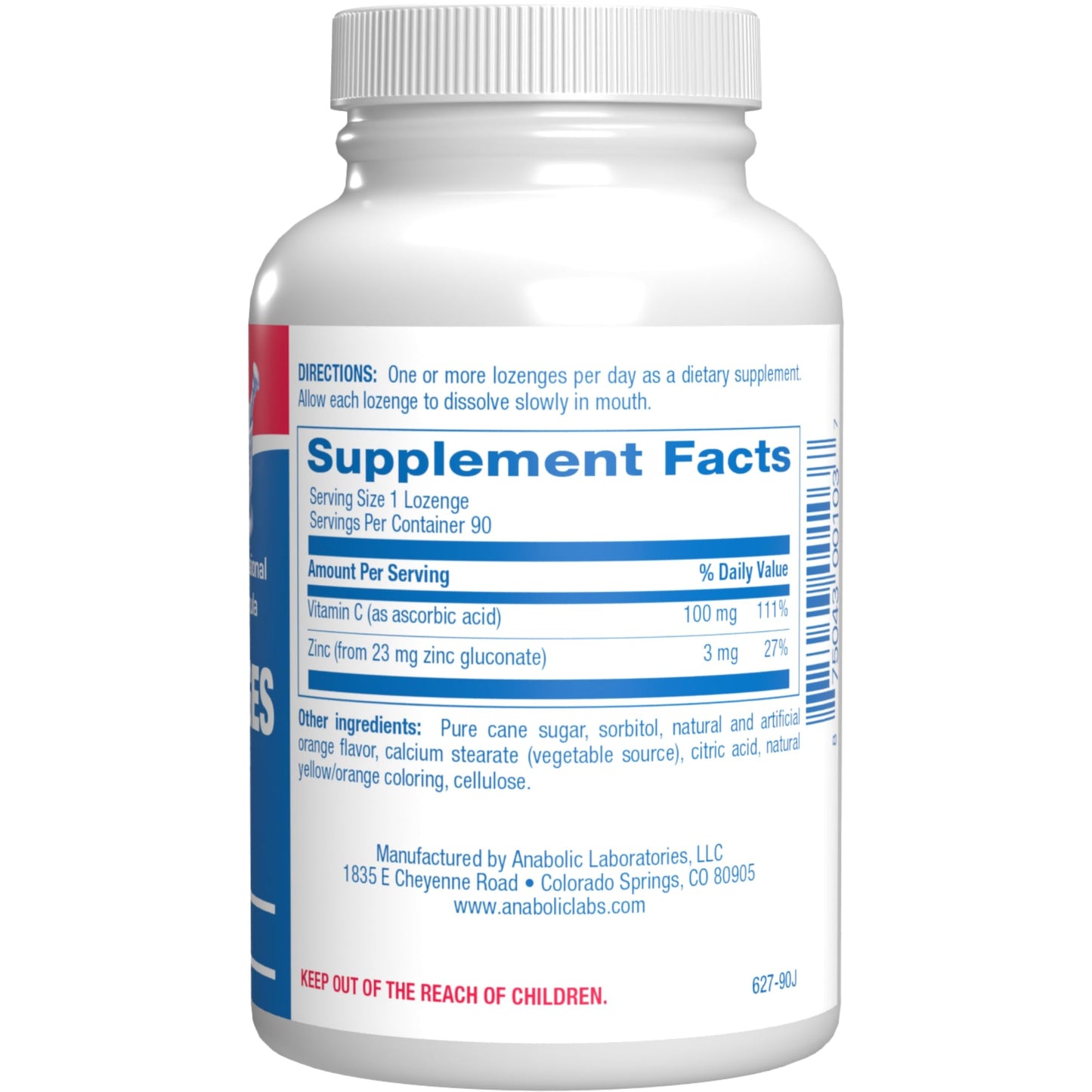 Zinc Lozenges with Vitamin C for Immune Support - High Absorption - 90 Count (Orange)