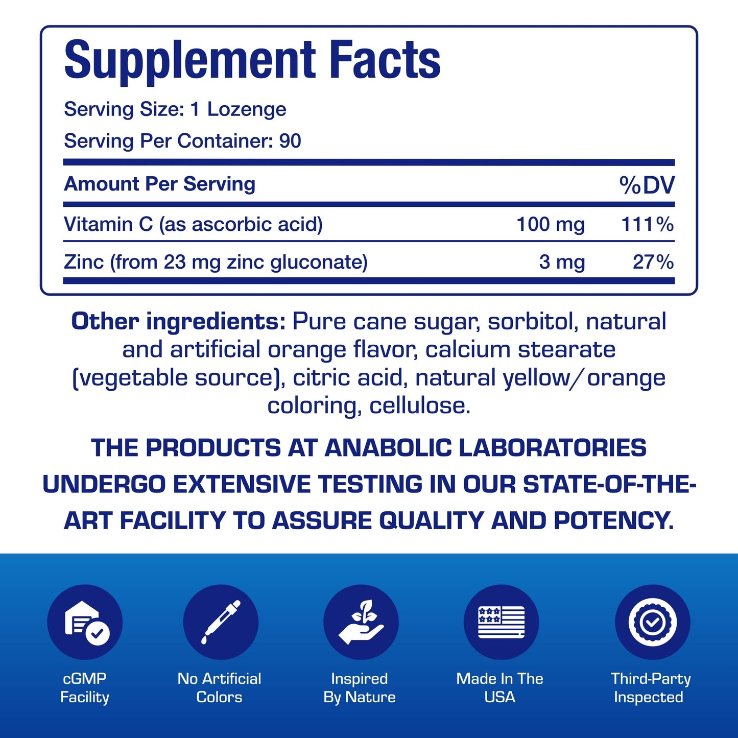 Zinc Lozenges with Vitamin C for Immune Support - High Absorption - 90 Count (Orange)