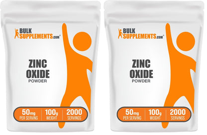 Zinc Oxide Powder – 50 mg Zinc per Serving | Immune Support | Gluten Free | 100 g Pack of 2