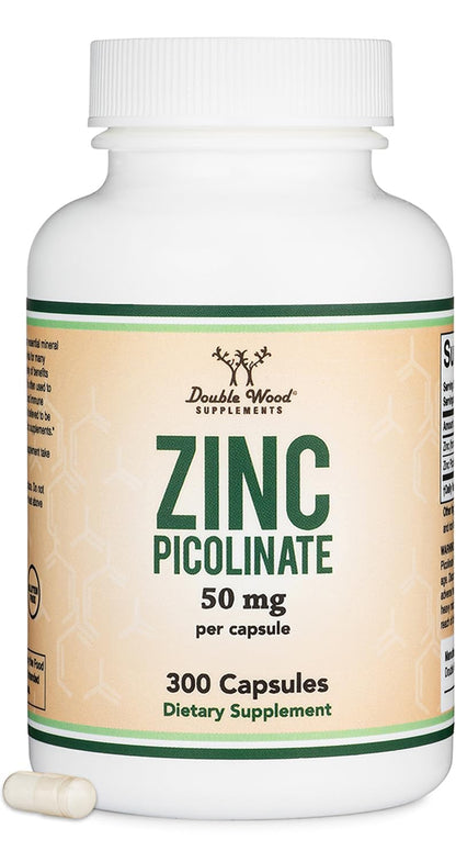 Zinc Picolinate 50mg - 300 Caps | Immune Support | Non-GMO, Gluten Free