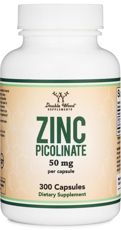 Zinc Picolinate 50mg - 300 Caps | Immune Support | Non-GMO, Gluten Free