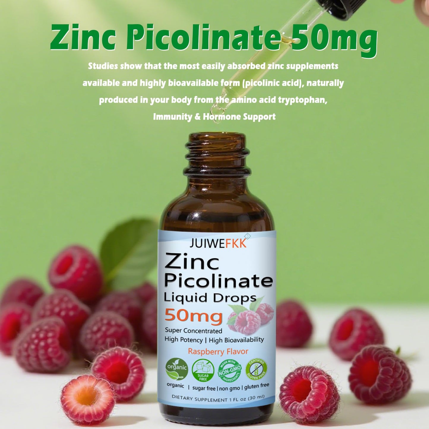 Zinc Picolinate 50mg Liquid Drops – Chelated Zinc for Immune Support