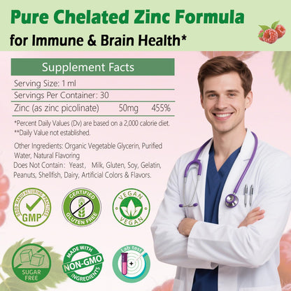 Zinc Picolinate 50mg Liquid Drops – Chelated Zinc for Immune Support