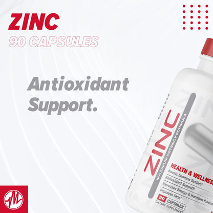 Zinc Supplement by Metabolic Nutrition 75mg, 90 Capsules | Immune Support