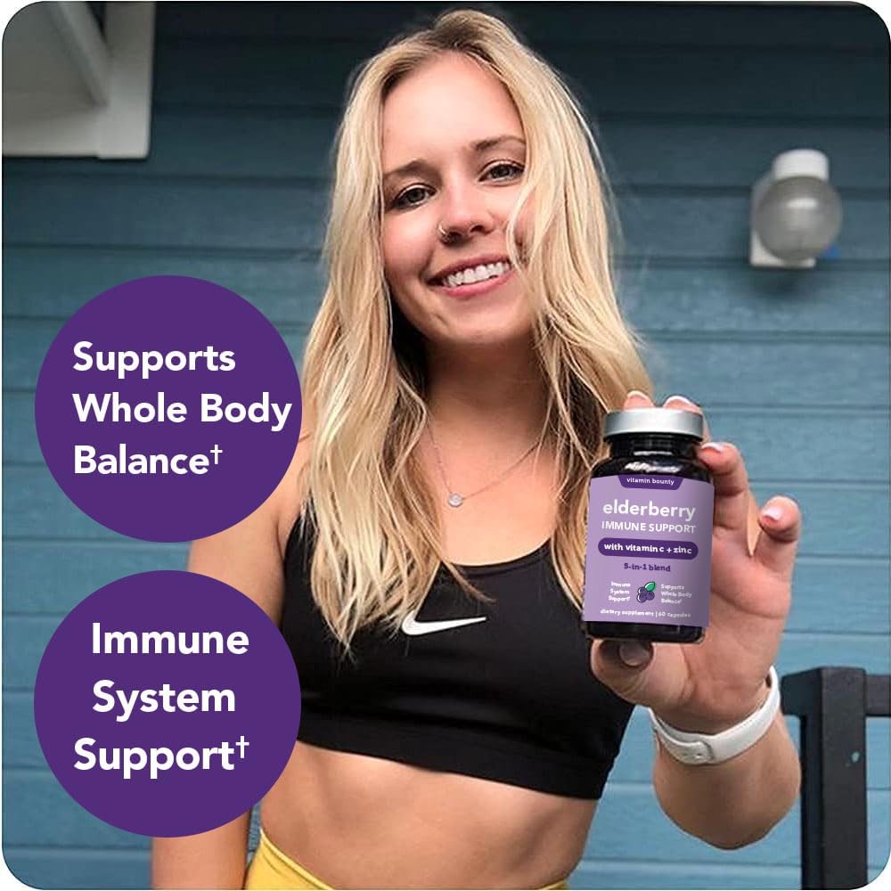 Vitamin Bounty Organic Elderberry Capsules – Sambucus, Vitamin C & Zinc (60)
