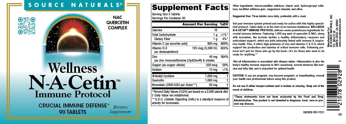 Source Naturals N-A-Cetin Immune Protocol - Crucial Immune Defense (90 Tablets)