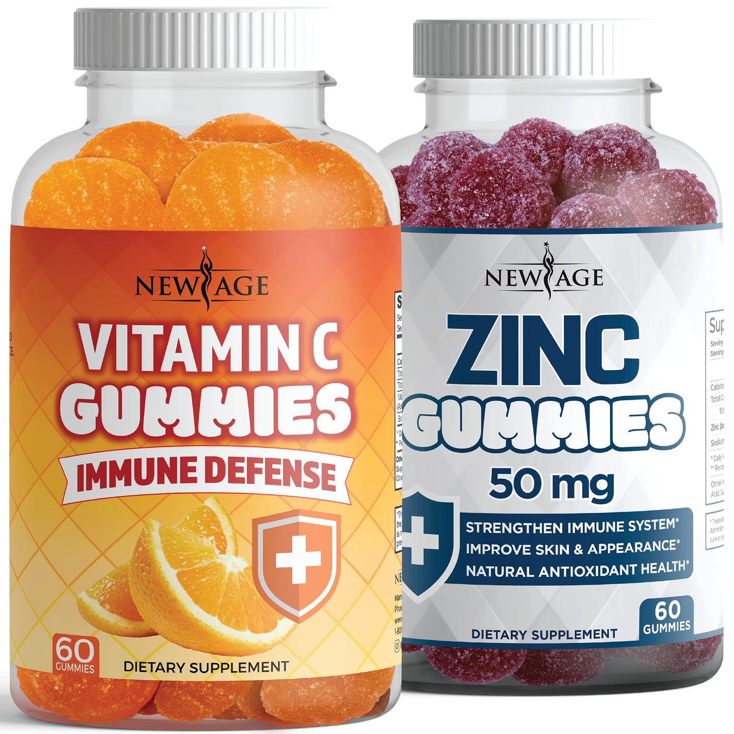 Zinc Gummies 2 Pack – 50mg Immune Booster Zinc Supplement with Vitamin C | Non-GMO | New Age