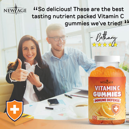Zinc Gummies 2 Pack – 50mg Immune Booster Zinc Supplement with Vitamin C | Non-GMO | New Age