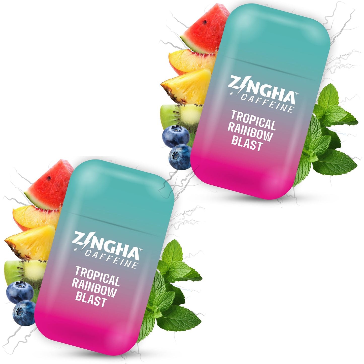 Z!NGHA Caffeinated Aromatherapy Nasal Inhaler Stick – Natural Energy Boost + Caffeine (Tropical Rainbow Blast)
