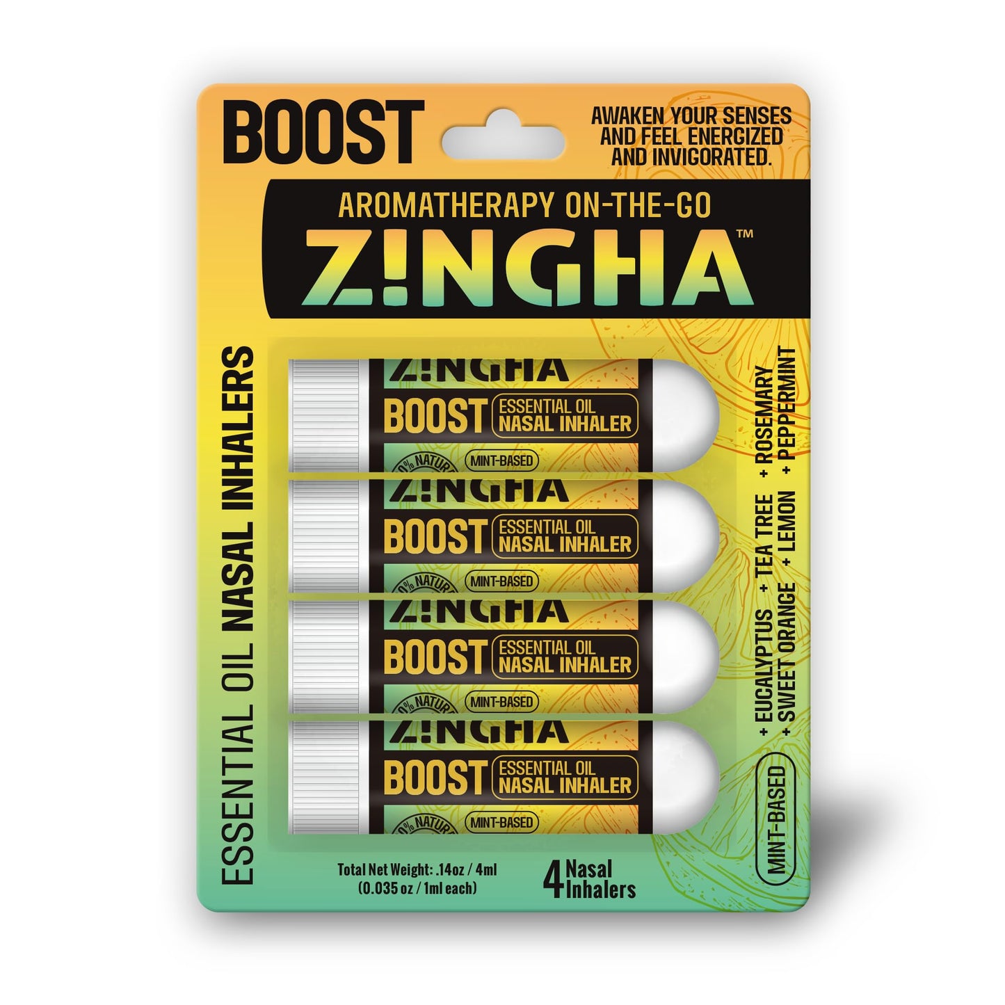 Z!NGHA Natural Aromatherapy Nasal Stick - Boost Focus & Breathing | Portable Sinus Relief