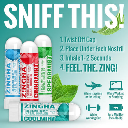 Z!NGHA Natural Aromatherapy Nasal Stick - Boost Focus & Breathing | Portable Sinus Relief