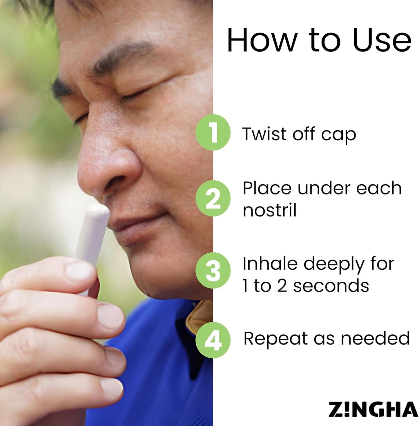 Z!NGHA Natural Aromatherapy Nasal Stick - Boost Focus & Breathing | Portable Sinus Relief