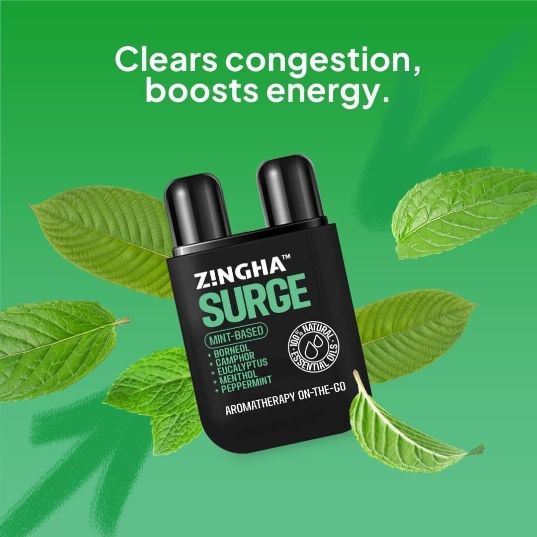 Z!NGHA Natural Aromatherapy Dual Nasal Inhaler Stick – Uplifting Blend for Daily Clarity | Portable