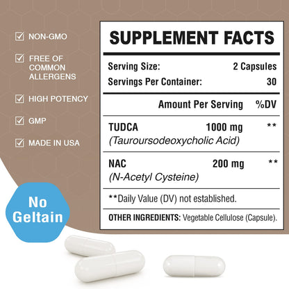 Zingicin TUDCA with NAC 1200mg - 60 Capsules | TUDCA + NAC for Liver Health