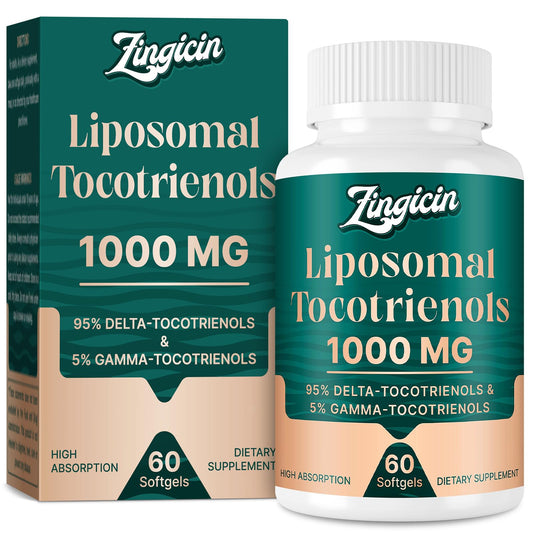 Zingicin Vitamin E Tocotrienols - Liposomal Vitamin E (1000mg), Delta & Gamma Tocotrienols, 60 Softgels BritishVita | Premium UK Vitamins & Wellness Supplements