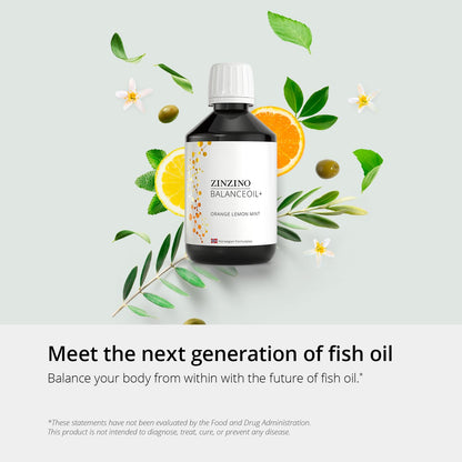 Zinzino BalanceOil+ Orange Lemon Mint 300ml | Omega-3, Polyphenols & Vitamin D3