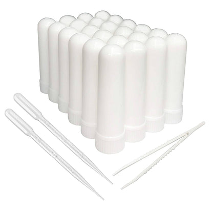 ZIOJOVK 24 Pcs Essential Oil Inhalers – Blank Plastic Tubes with Wicks, Droppers & Tweezers